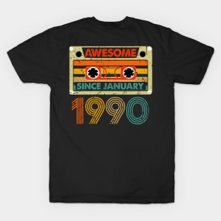 Awesome Since January 1990 34 Years Old 34th Birthday T-Shirt